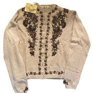 Vintage Pringle of Scotland Beaded Cashmere Sweater
